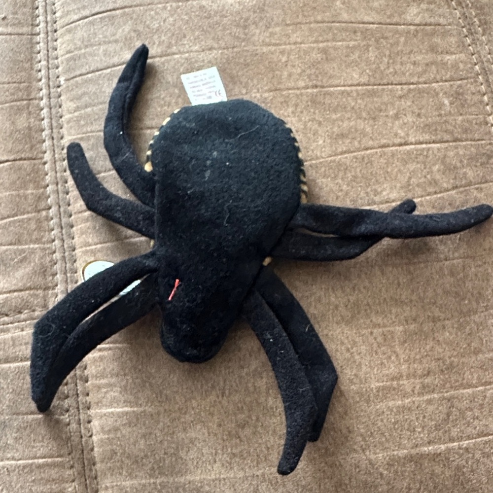 Beanie baby Ty Spinner Black and Gold Striped Plush Spider - Picture 7 of 7